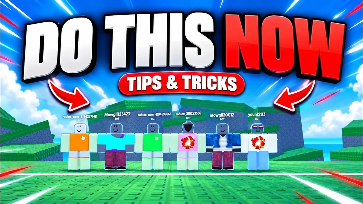 Huss Valley controls guide preview with Roblox players on a green field and a tips title.