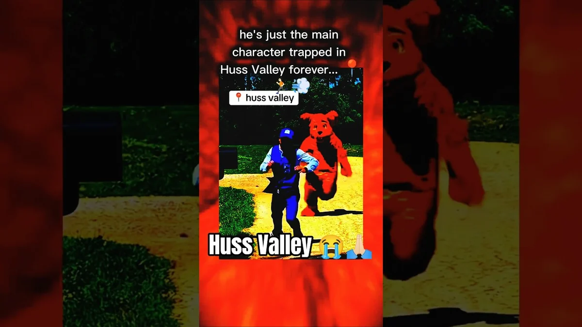 Huss Valley meme explainer preview with a captioned running clip and a location pin.